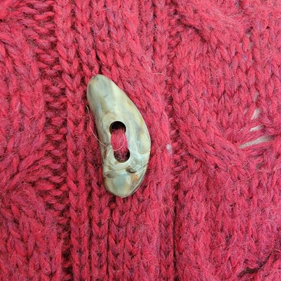 Claouknit Merino Wool Red Cardigan VTG Heavy Knit Made Ireland S Hand Finished - Picture 4 of 9